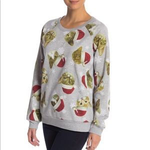 Freeze Gray Sweatshirt with Red Santa Hat Cat Print